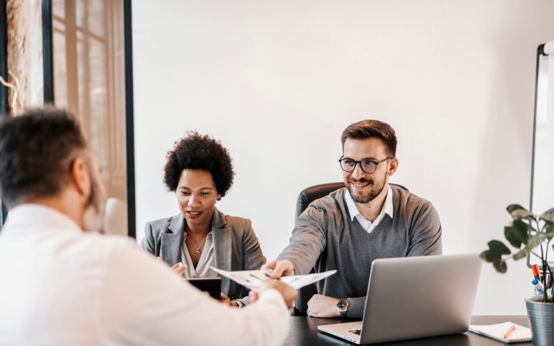 A job interview at corporate firm on position of senior developer.